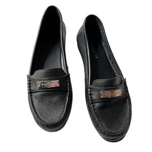COACH  Fredrica Loafer Black Soft Leather Pebble Grain Driving Mocs  8.5